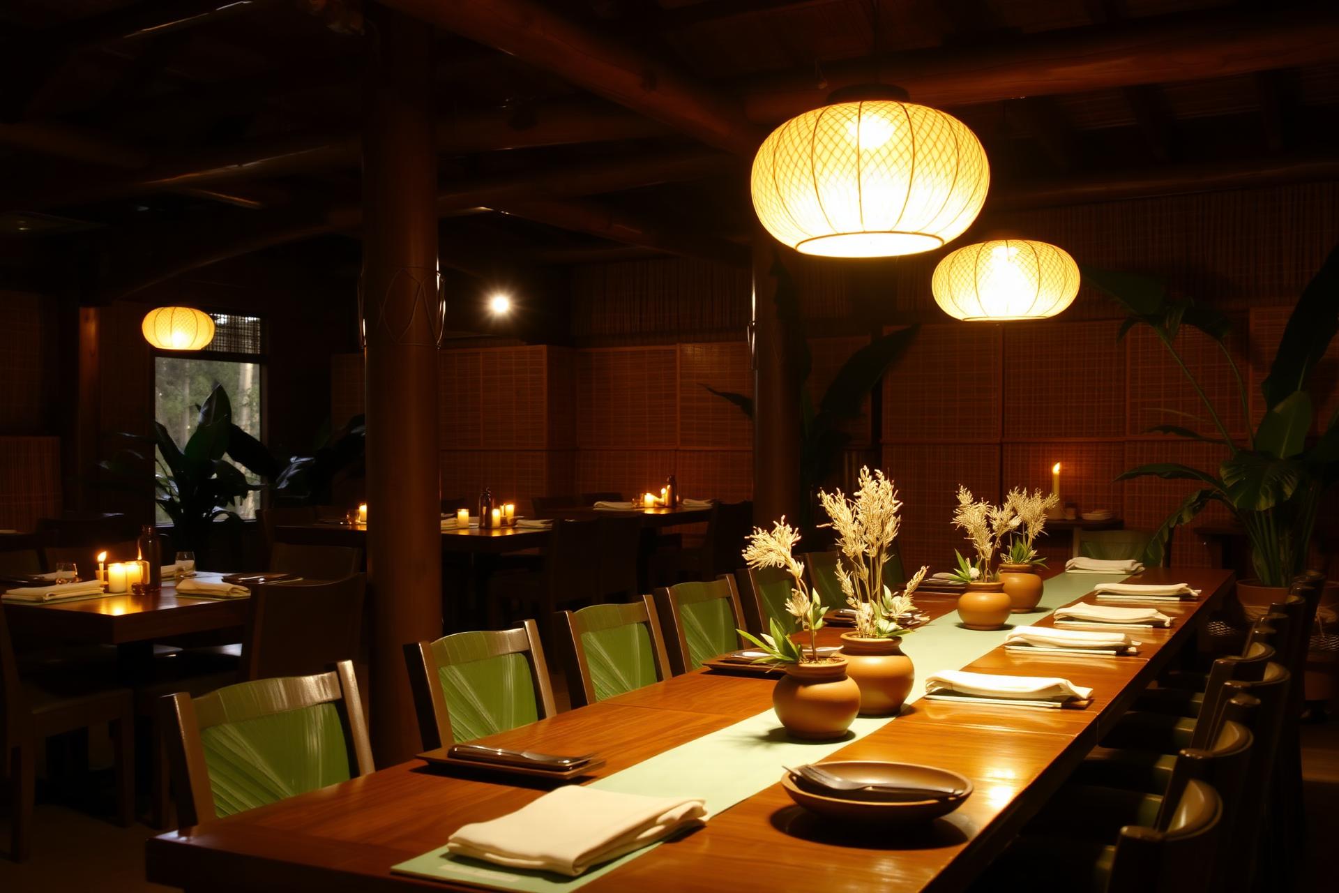 Balaw Balaw dining hall with capiz lanterns and native wood interiors